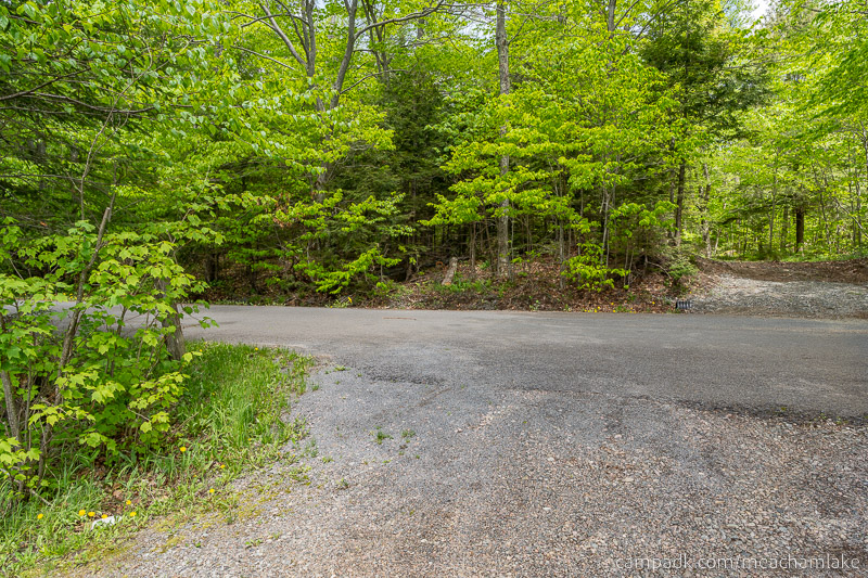 Campsite Photo of Site 166 at Meacham Lake Campground, New York - Looking Back Towards Road