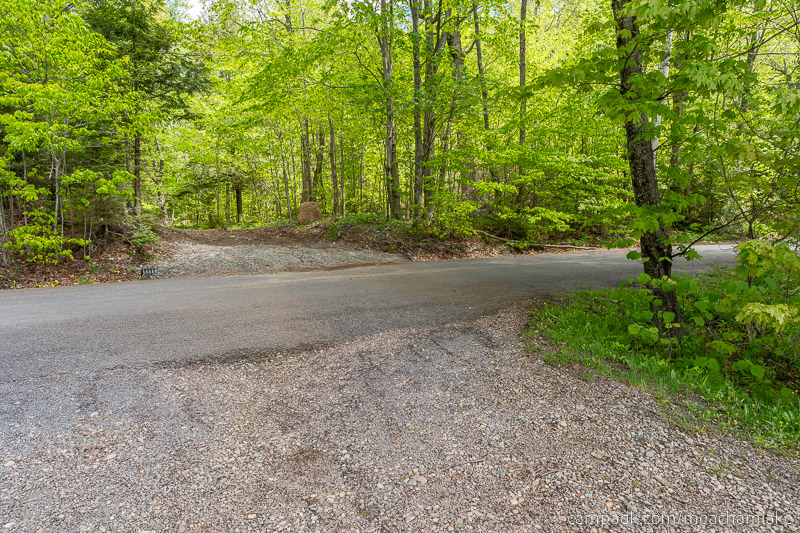 Campsite Photo of Site 166 at Meacham Lake Campground, New York - Looking Back Towards Road