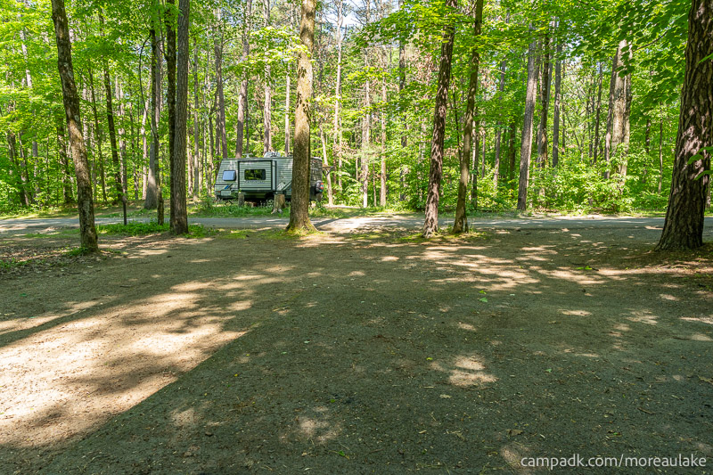 Campsite Photo of Site 28 at Moreau Lake State Park, New York - Looking Back Towards Road