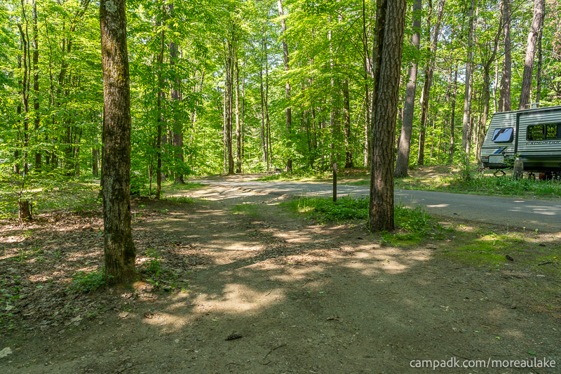 Campsite Photo of Site 28 at Moreau Lake State Park, New York - Looking Back Towards Road