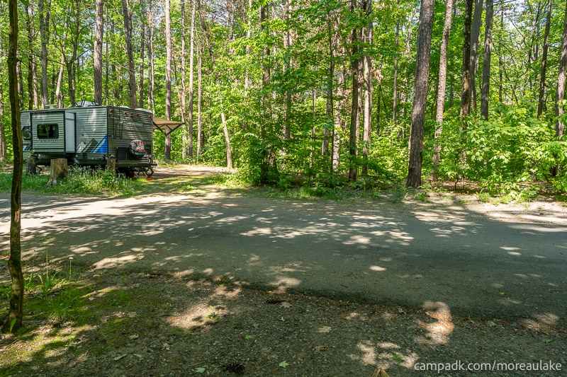 Campsite Photo of Site 28 at Moreau Lake State Park, New York - Looking Back Towards Road