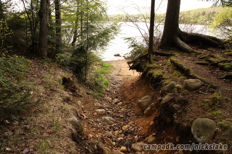 Campsite Photo of Site 70 at Nicks Lake Campground, New York - Pathway Down to Water