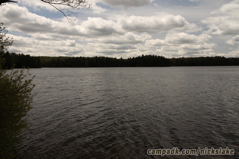 Campsite Photo of Site 70 at Nicks Lake Campground, New York - View from Shoreline