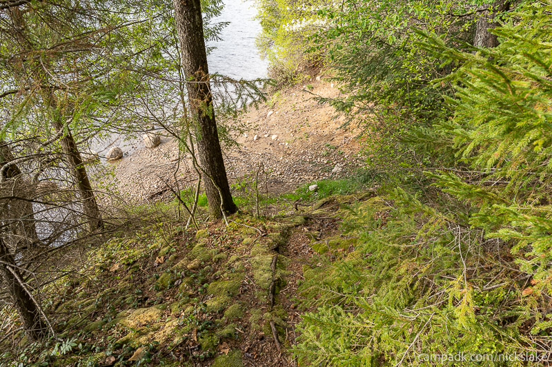 Campsite Photo of Site 70 at Nicks Lake Campground, New York - Pathway Down to Water