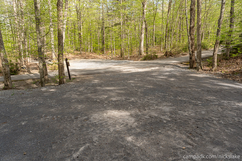 Campsite Photo of Site 70 at Nicks Lake Campground, New York - Looking Back Towards Road