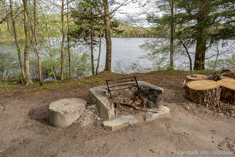 Campsite Photo of Site 112 at Nicks Lake Campground, New York - Fireplace View