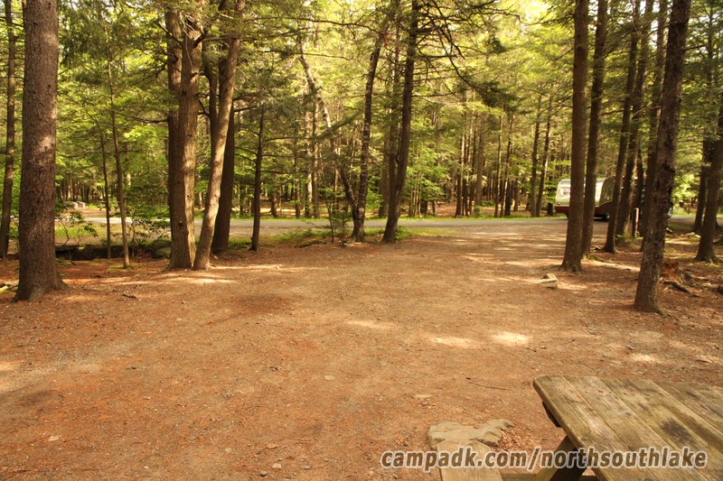 Campsite Photo of Site 63 at North South Lake Campground, New York - Looking Back Towards Road