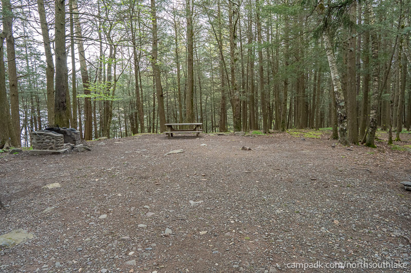 Campsite Photo of Site 63 at North South Lake Campground, New York - Looking at Site from Part Way In