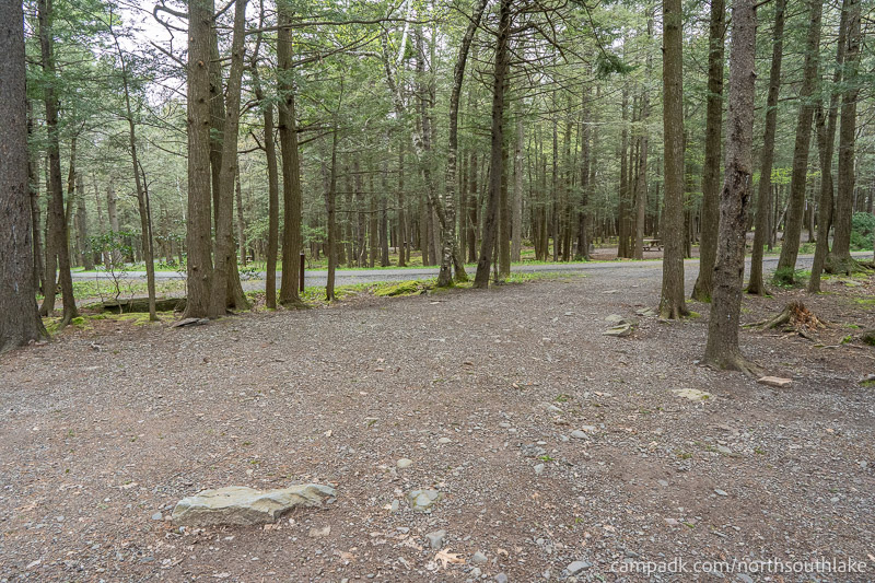 Campsite Photo of Site 63 at North South Lake Campground, New York - Looking Back Towards Road