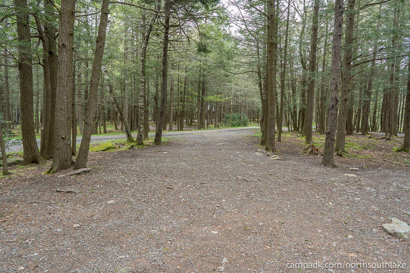 Campsite Photo of Site 63 at North South Lake Campground, New York - Looking Back Towards Road