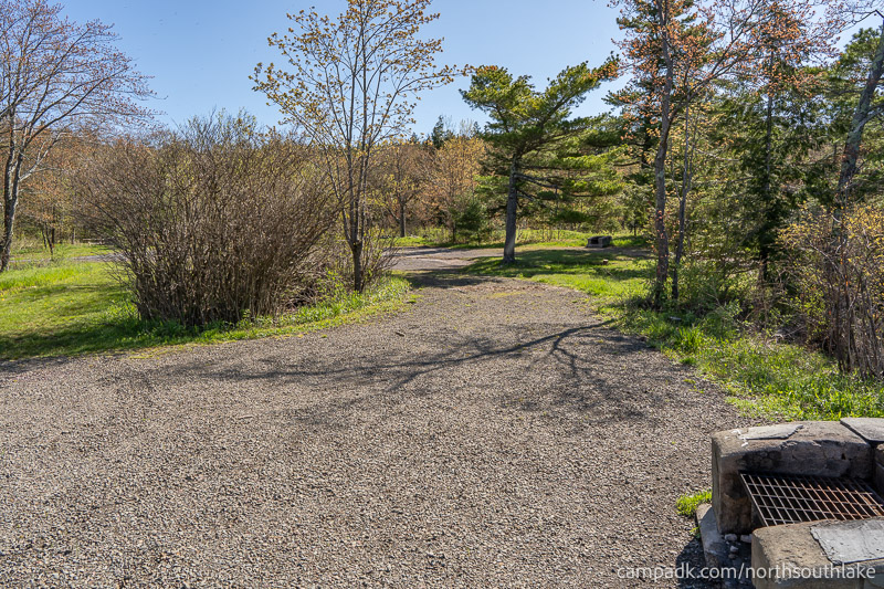 Campsite Photo of Site 150 at North South Lake Campground, New York - Looking Back Towards Road