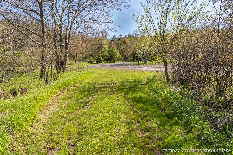 Campsite Photo of Site 150 at North South Lake Campground, New York - Looking Back Towards Road