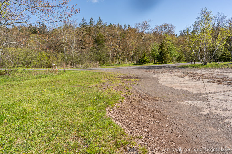 Campsite Photo of Site 150 at North South Lake Campground, New York - Looking Back Towards Road