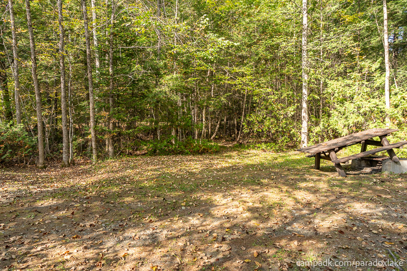 Campsite Photo of Site 2 at Paradox Lake Campground, New York - Cross Site View