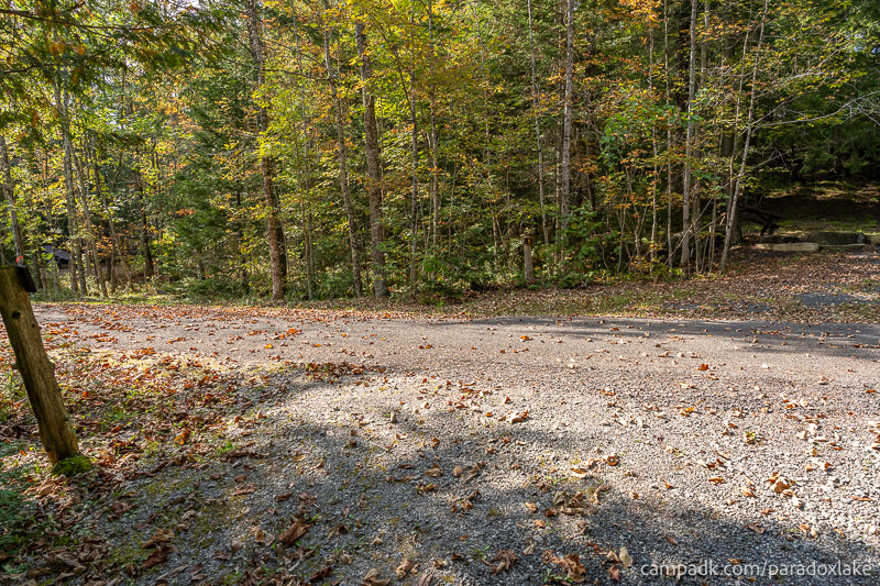 Campsite Photo of Site 2 at Paradox Lake Campground, New York - Looking Back Towards Road