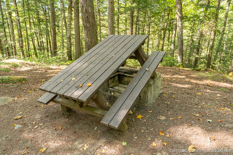 Campsite Photo of Site 52 at Paradox Lake Campground, New York - Fireplace View