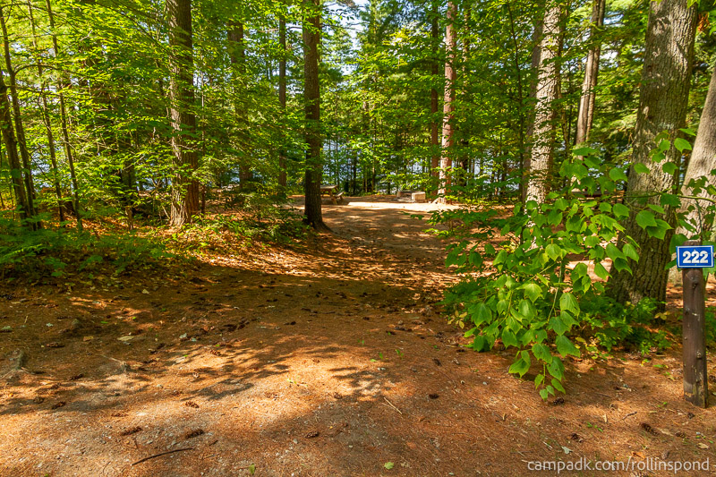 Campsite Photo of Site 222 at Rollins Pond Campground, New York - Looking at Site from Road Sign Visible