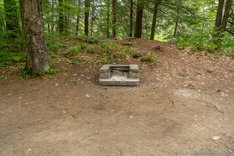 Campsite Photo of Site 69 at Sacandaga Campground, New York - Fireplace View