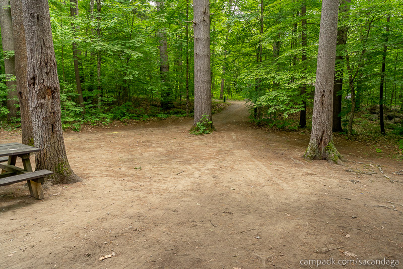 Campsite Photo of Site 69 at Sacandaga Campground, New York - Looking Back Towards Road