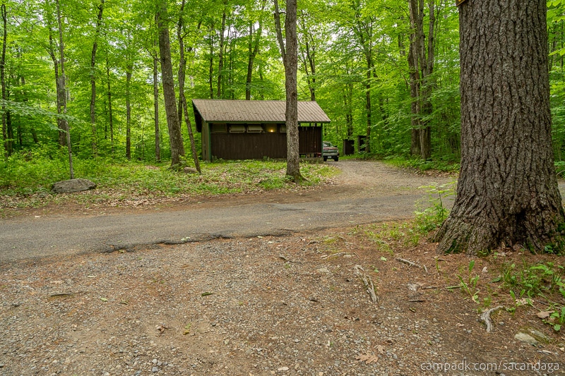 Campsite Photo of Site 69 at Sacandaga Campground, New York - Looking Back Towards Road