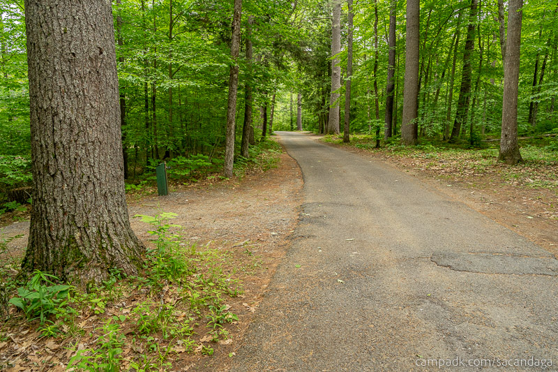 Campsite Photo of Site 69 at Sacandaga Campground, New York - View Down Road from Campsite