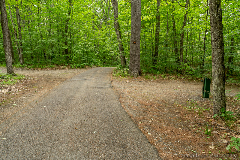 Campsite Photo of Site 69 at Sacandaga Campground, New York - View Down Road from Campsite
