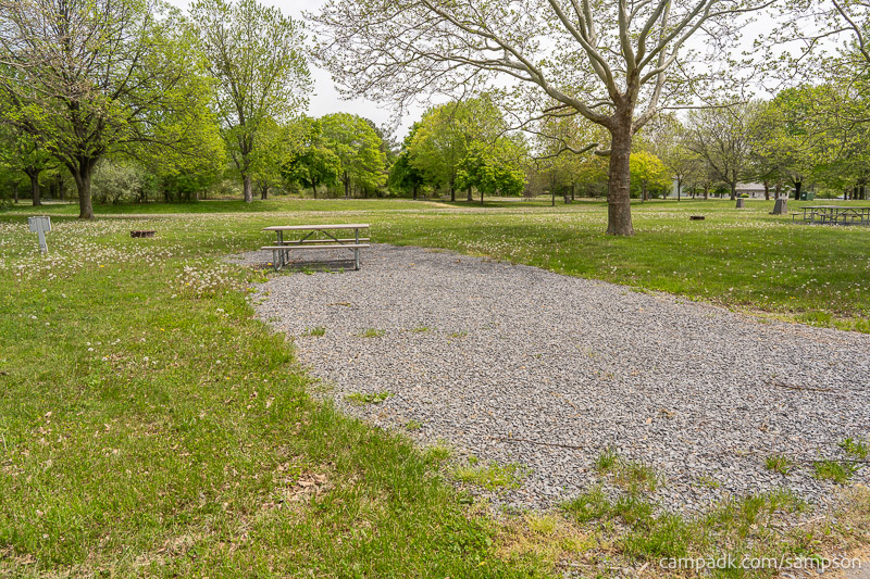 Campsite Photo of Site 85 at Sampson State Park, New York - Looking at Site from Road