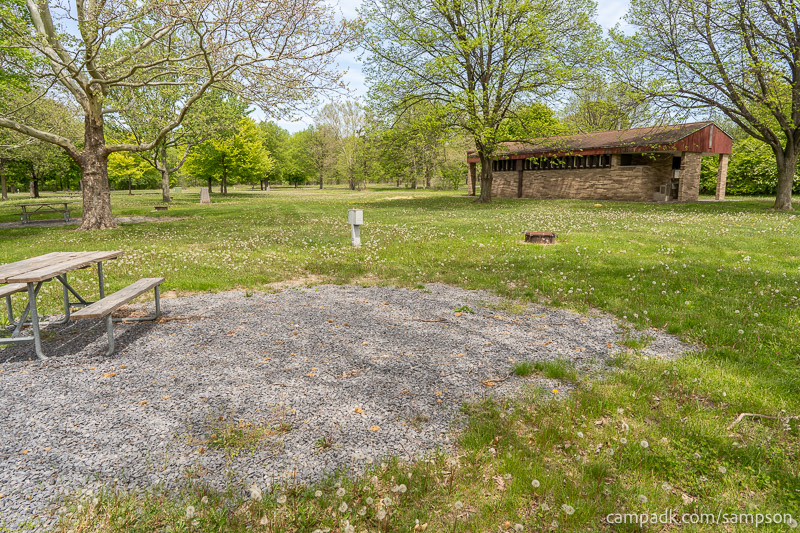 Campsite Photo of Site 85 at Sampson State Park, New York - Cross Site View