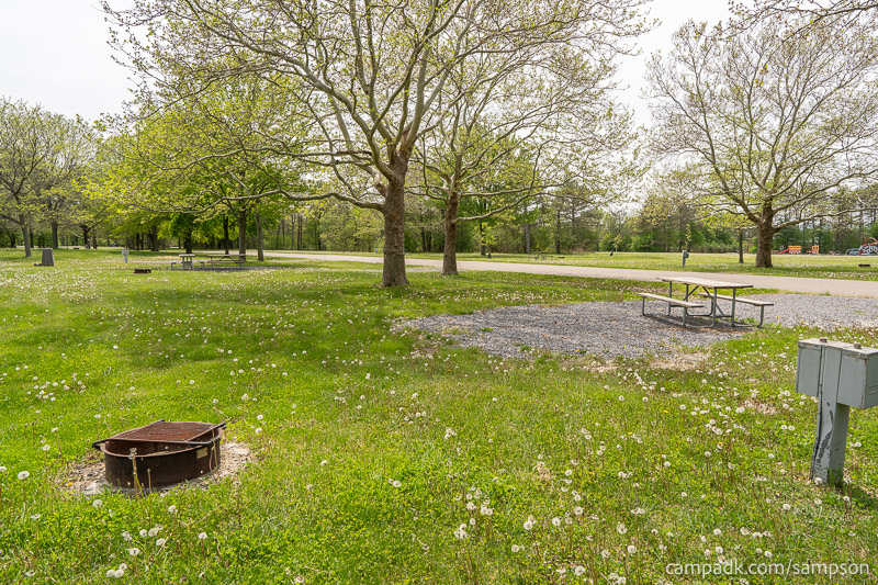 Campsite Photo of Site 85 at Sampson State Park, New York - Cross Site View