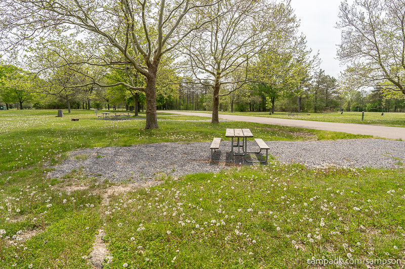 Campsite Photo of Site 85 at Sampson State Park, New York - Cross Site View
