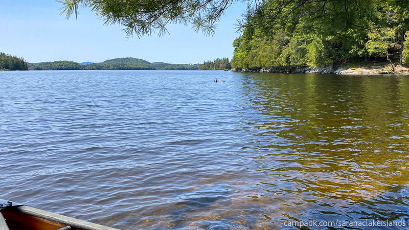 Campsite Photo of Site 65 at Saranac Lake Islands Campground, New York - View from Site Shoreline