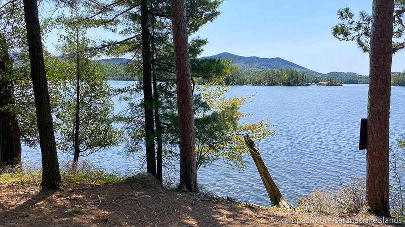 Campsite Photo of Site 65 at Saranac Lake Islands Campground, New York - View from Site Shoreline