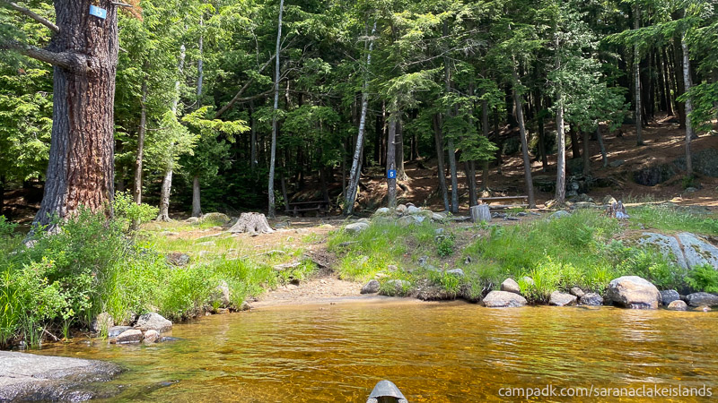Campsite Photo of Site 5 at Saranac Lake Islands Campground, New York - View From Water on Approach