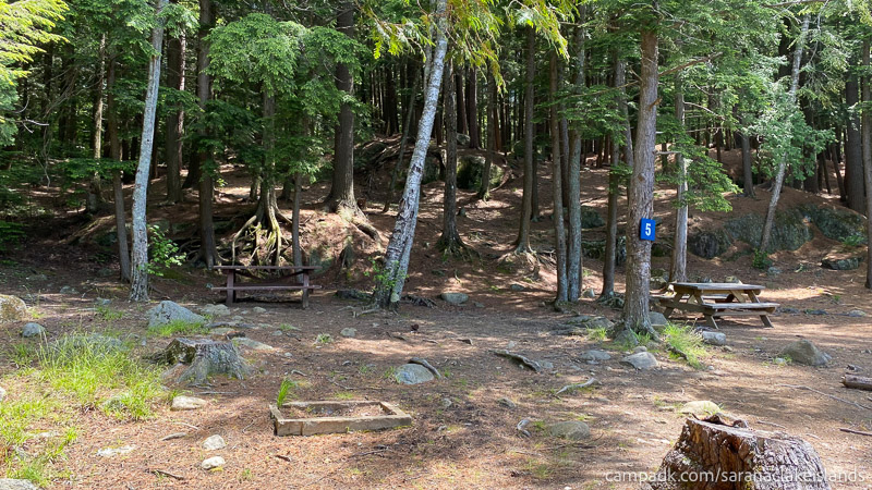 Campsite Photo of Site 5 at Saranac Lake Islands Campground, New York - Main Campsite Area