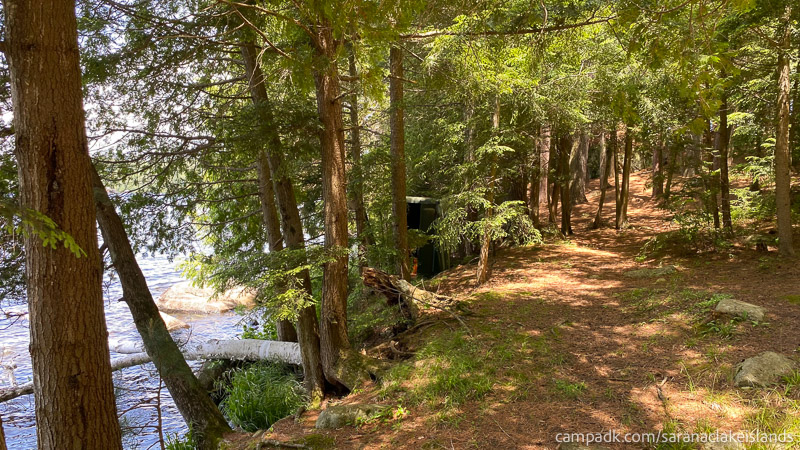 Campsite Photo of Site 5 at Saranac Lake Islands Campground, New York - Path to Outhouse