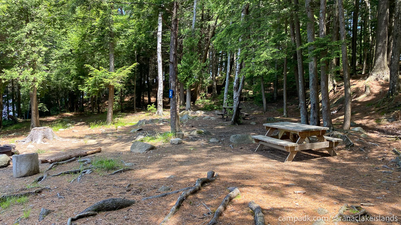Campsite Photo of Site 5 at Saranac Lake Islands Campground, New York - View Across Site