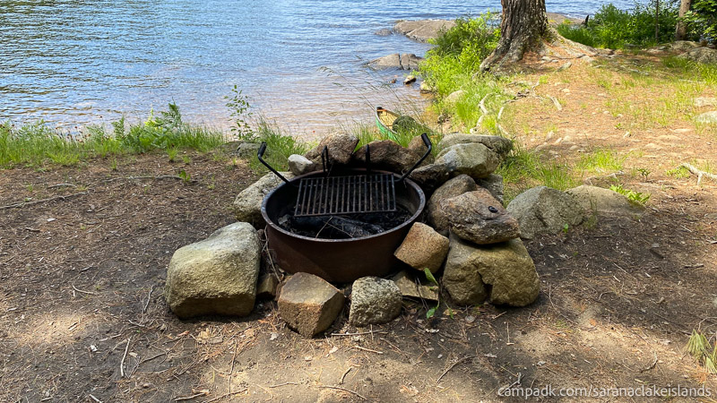 Campsite Photo of Site 5 at Saranac Lake Islands Campground, New York - Fireplace