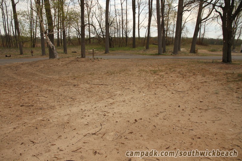 Campsite Photo of Site 5 at Southwick Beach State Park, New York - Looking Back Towards Road