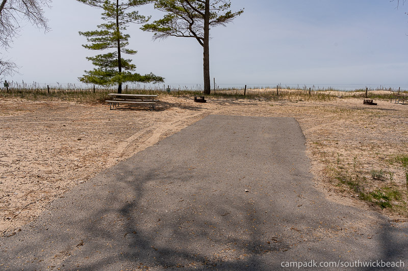 Campsite Photo of Site 5 at Southwick Beach State Park, New York - Looking at Site from Road