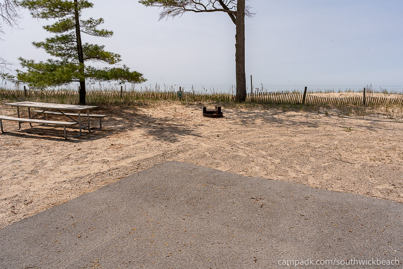 Campsite Photo of Site 5 at Southwick Beach State Park, New York - Looking at Site from Part Way In