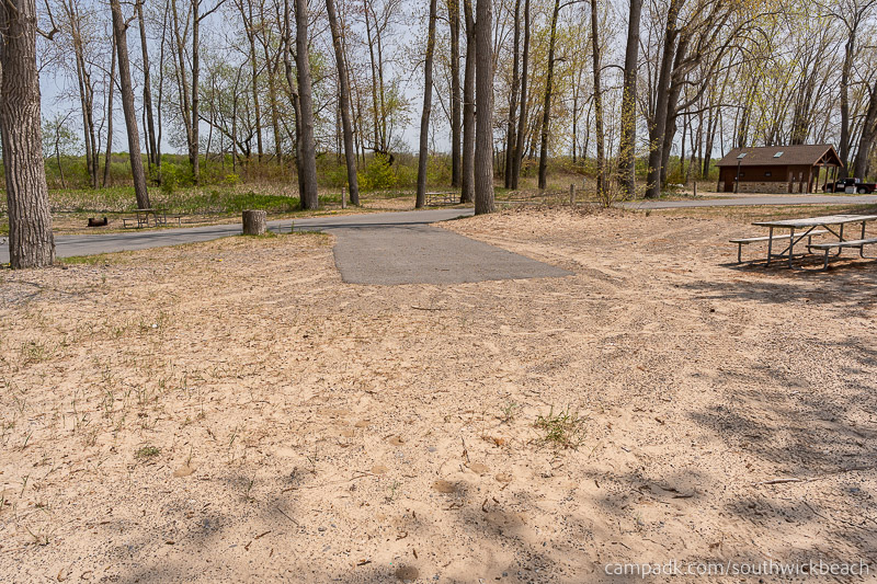 Campsite Photo of Site 5 at Southwick Beach State Park, New York - Looking Back Towards Road