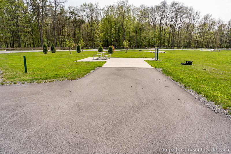 Campsite Photo of Site 121 at Southwick Beach State Park, New York - Looking at Site from Road