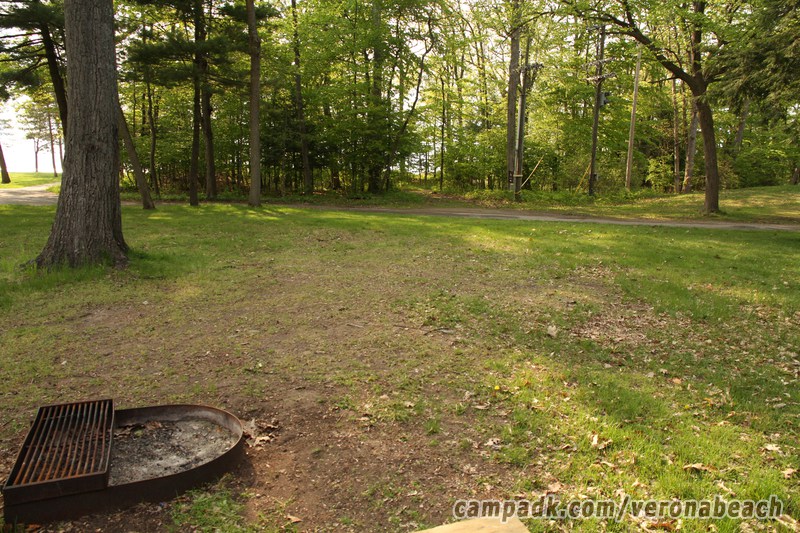 Campsite Photo of Site 32 at Verona Beach State Park, New York - Looking Back Towards Road