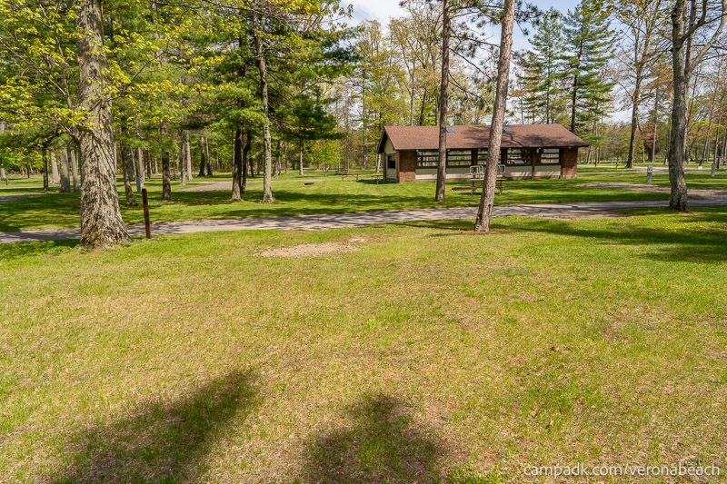 Campsite Photo of Site 9 at Verona Beach State Park, New York - Looking Back Towards Road
