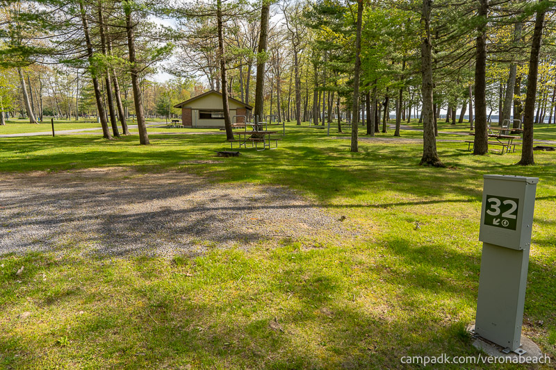Campsite Photo of Site 32 at Verona Beach State Park, New York - Cross Site View