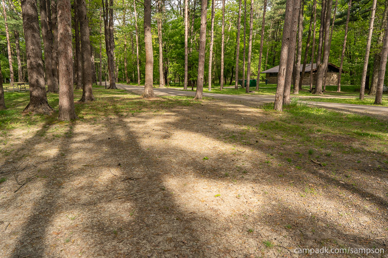 Campsite Photo of Site 88 at Watkins Glen State Park, New York - Looking Back Towards Road
