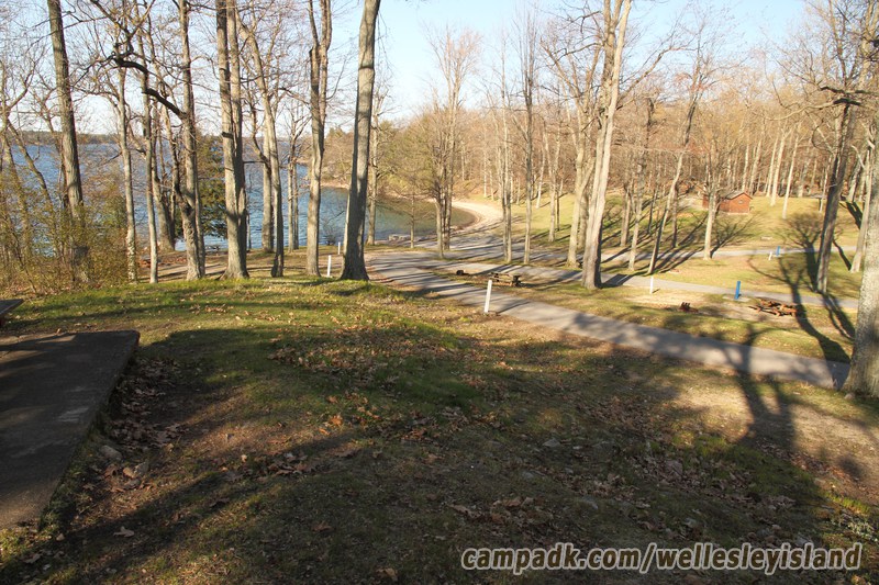 Campsite Photo of Site 19 at Wellesley Island State Park, New York - Looking Back Towards Road