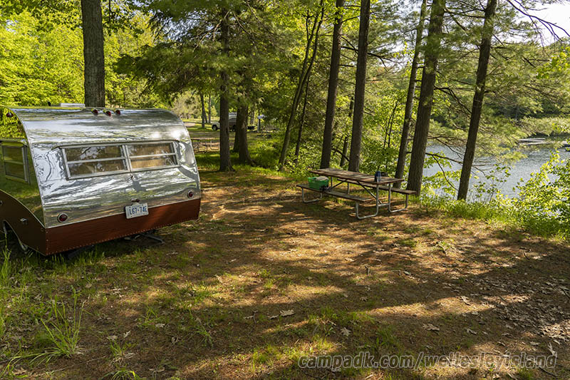 Campsite Photo of Site 77 at Wellesley Island State Park, New York - Cross Site View