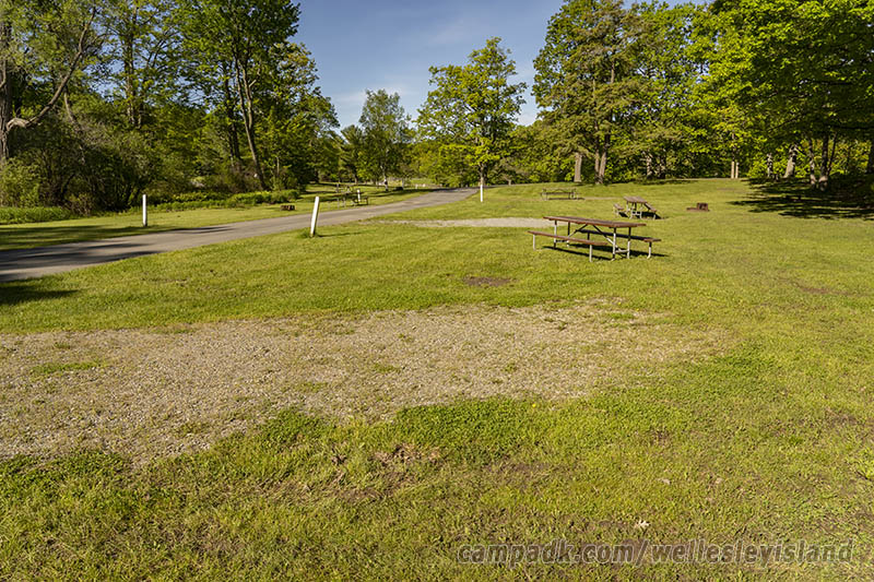 Campsite Photo of Site 19 at Wellesley Island State Park, New York - Cross Site View