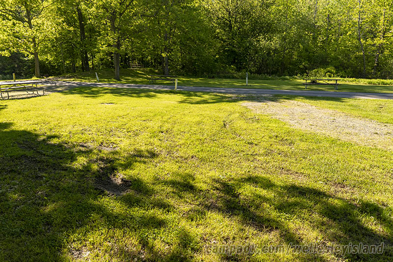 Campsite Photo of Site 19 at Wellesley Island State Park, New York - Looking Back Towards Road